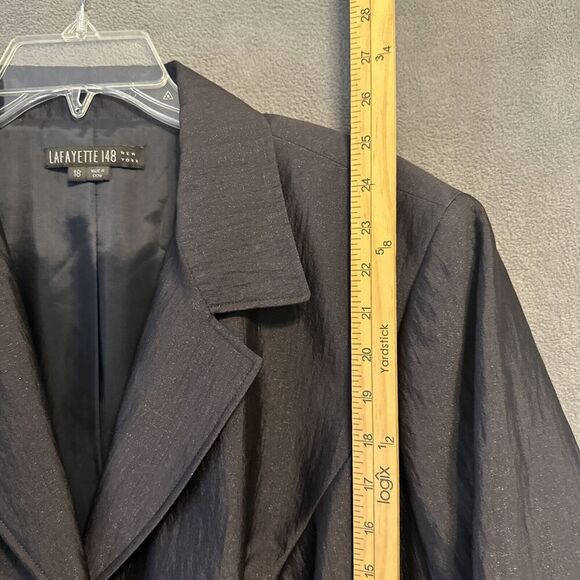 Lafayette 148 New York Button Front Blazer Jacket Size 18 Black Silk Blend - Picture 5 of 9